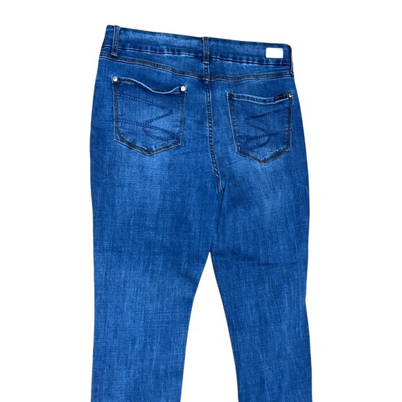 Seven Womens Distressed Mid-Rise Skinny Jeans Size 14 Blue Denim - Picture 6 of 6